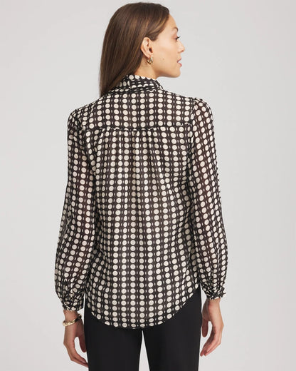 Chico's Best Seller - Clip-Dot Tie-Front Blouse Black