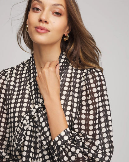 Chico's Best Seller - Clip-Dot Tie-Front Blouse Black