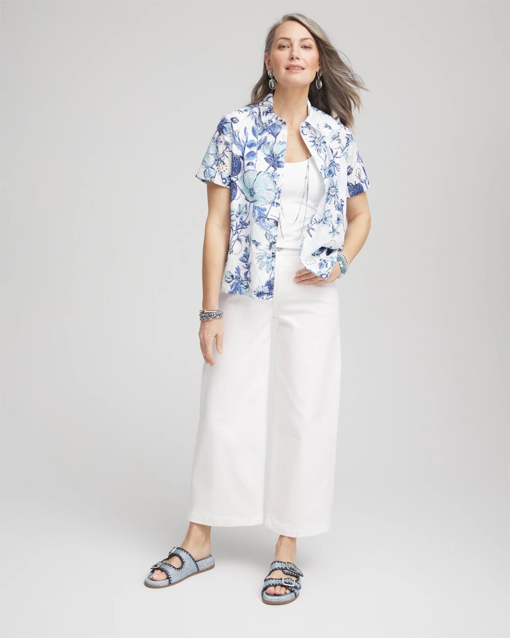 Chico's Great Value - Butterfly Voile Short Sleeve Shirt Lush Iris