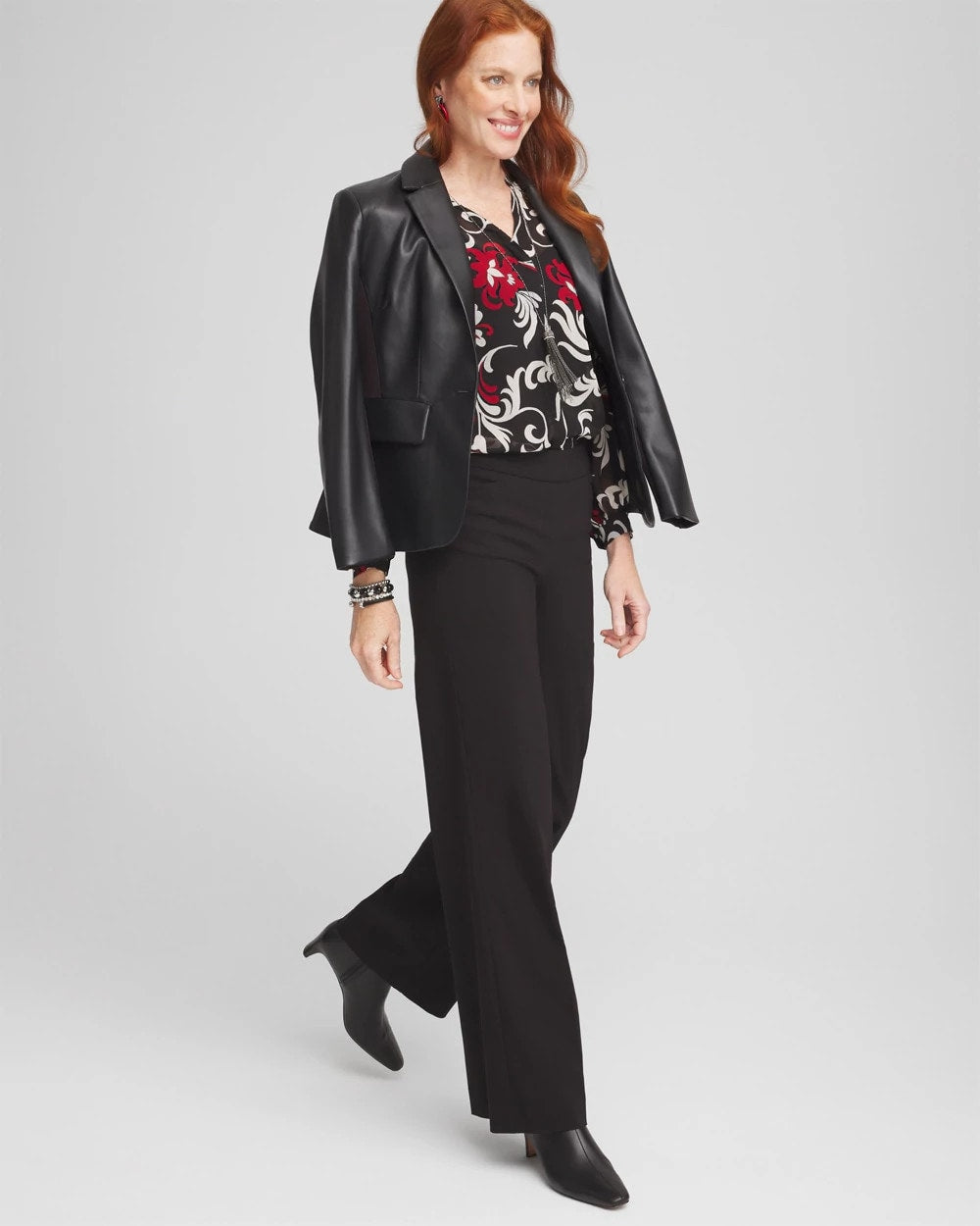 Chico's Recommended - Crinkle Chiffon Floral Blouse Black
