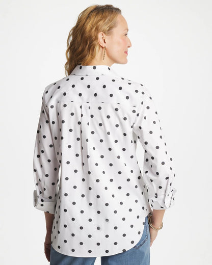 Chico's Everyday - No Iron™ Stretch Perfect Dots Shirt Optic White