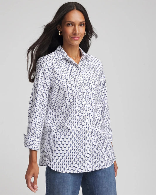Chico's Popular - No Iron™  Chain Connection Shirt Passport Blue