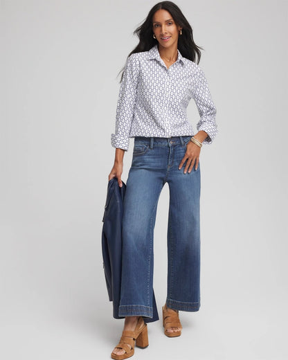 Chico's Popular - No Iron™  Chain Connection Shirt Passport Blue