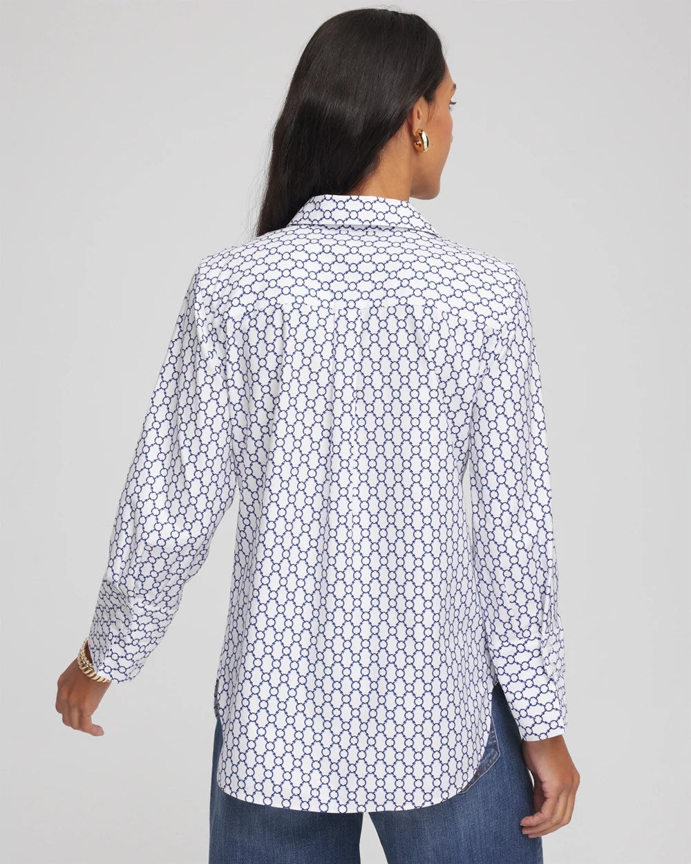 Chico's Popular - No Iron™  Chain Connection Shirt Passport Blue