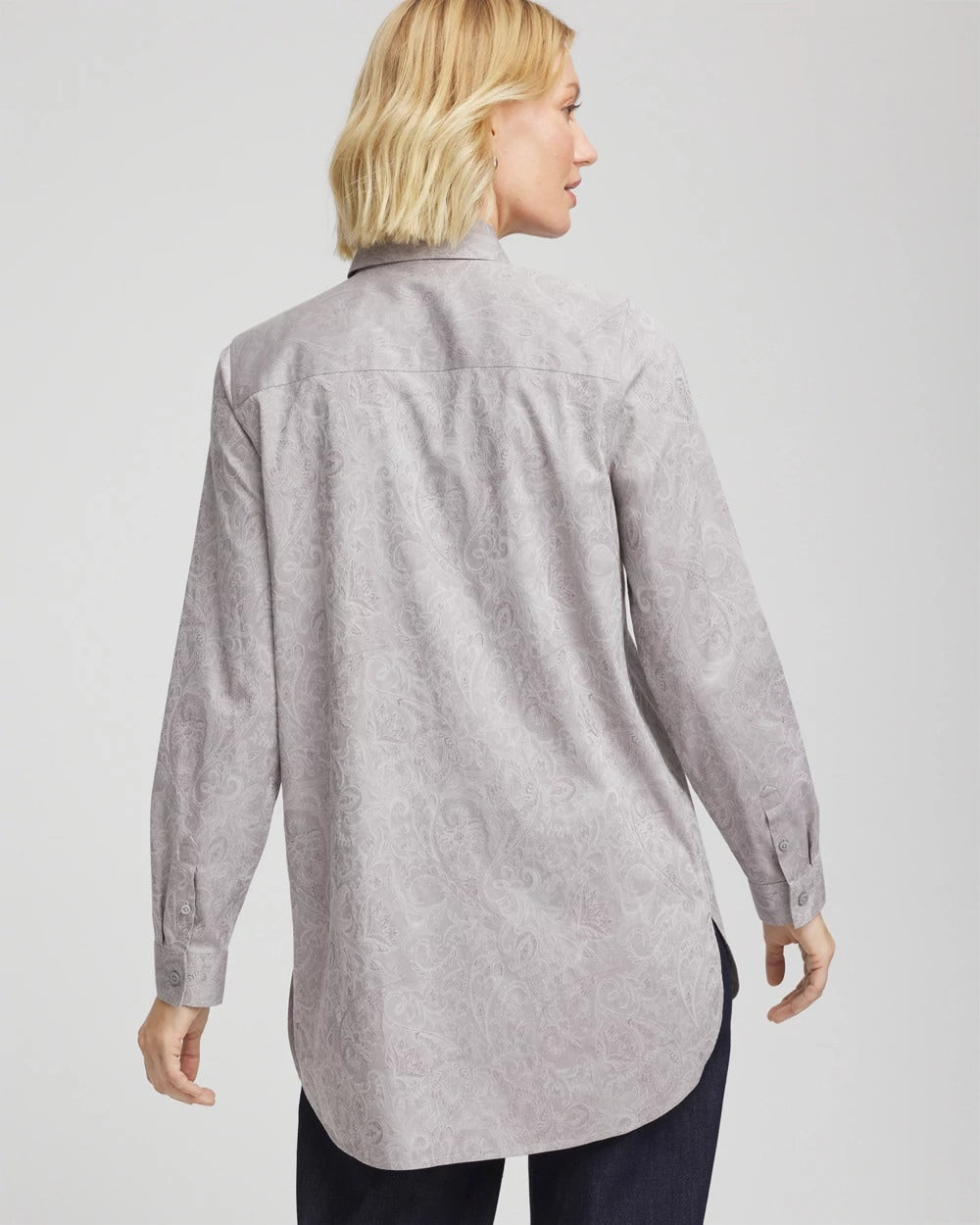 Chico's Value - No Iron™ Lace Jacquard Stretch Tunic Moon Shade Gray