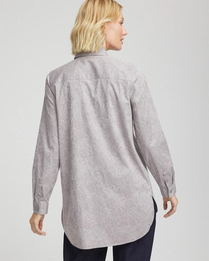 Chico's Value - No Iron™ Lace Jacquard Stretch Tunic Moon Shade Gray