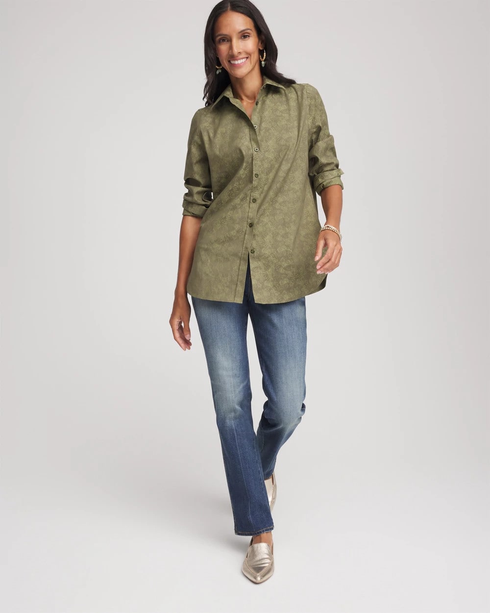 Chico's Sale - No Iron™ Jacquard Shirt Sage Meadow