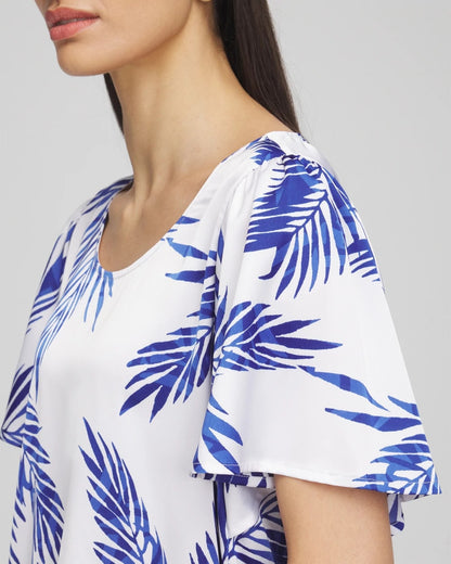 Chico's Deals - Flutter Sleeve Satin Top Blue Casa