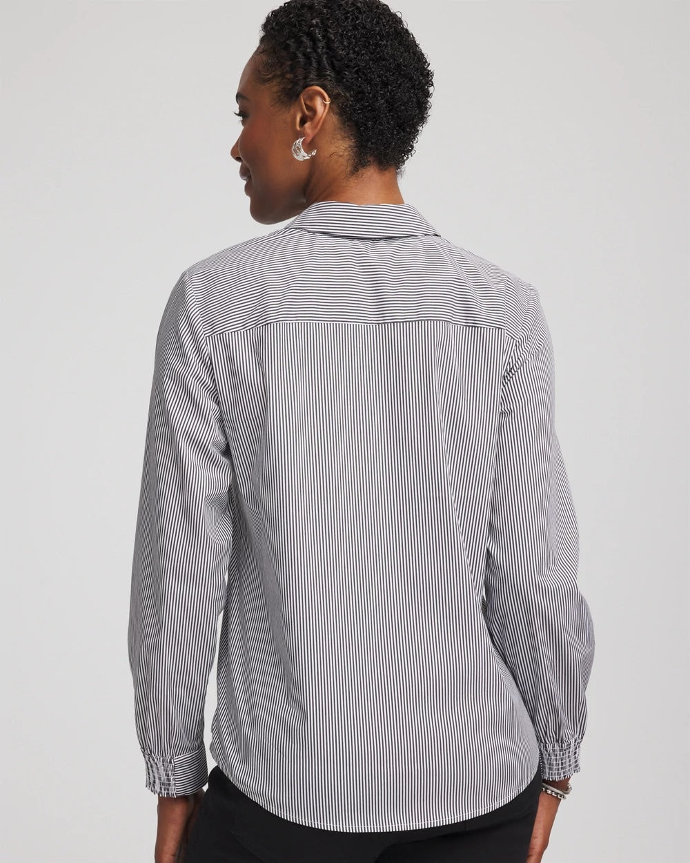 Chico's Top Pick - Poplin Stripe Shirt Black