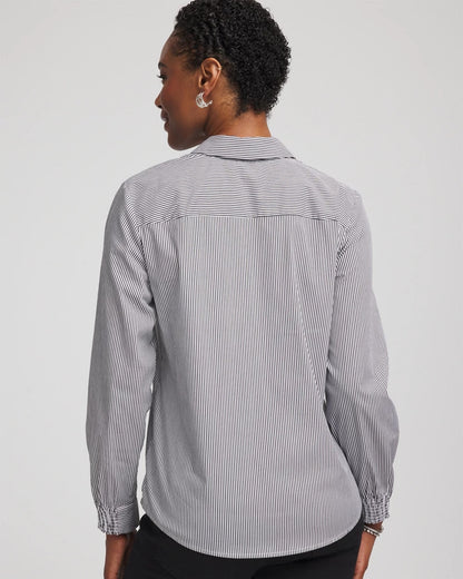 Chico's Top Pick - Poplin Stripe Shirt Black