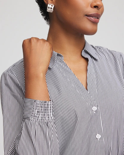 Chico's Top Pick - Poplin Stripe Shirt Black