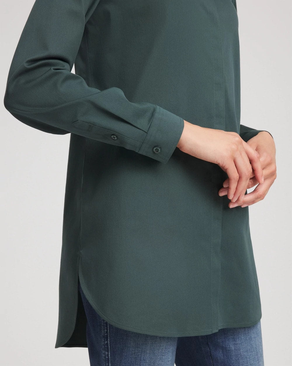 Chico's Trusted - No Iron™ Long-Sleeved Tunic Darkest Spruce