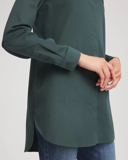 Chico's Trusted - No Iron™ Long-Sleeved Tunic Darkest Spruce