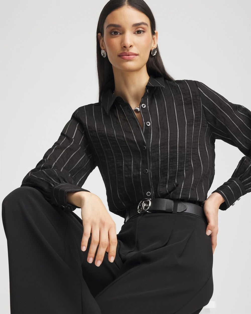 Chico's Trusted - Classic Soft Button-front Blouse Black
