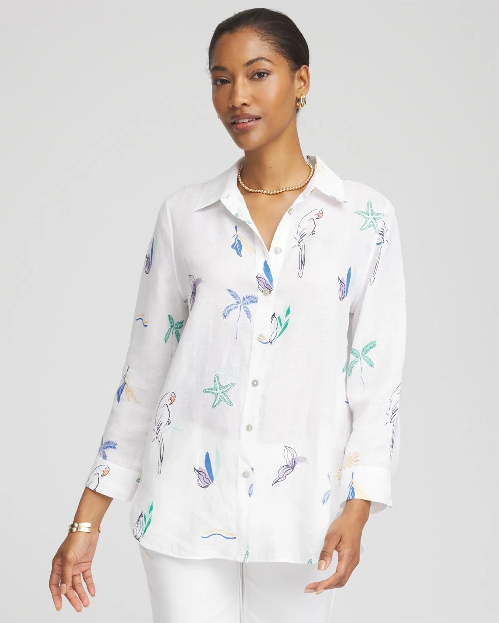 Chico's Discount - No Iron™ Island Linen Shirt Optic White