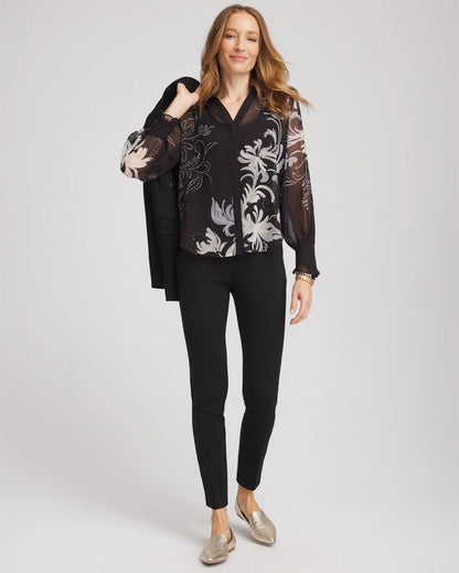 Chico's Best Price - Georgette Flow Print Blouse Black