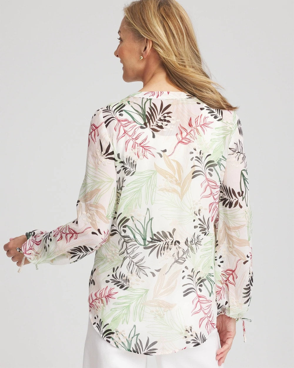 Chico's Special Offer - Drawstring Crinkle Chiffon Blouse Cafe Aroma