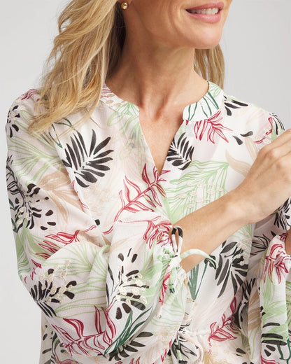 Chico's Special Offer - Drawstring Crinkle Chiffon Blouse Cafe Aroma
