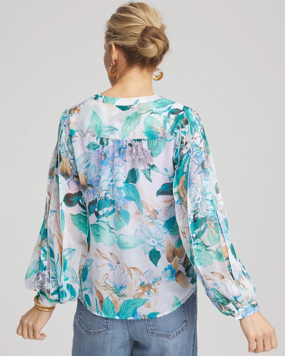 Chico's Everyday - Georgette Billow Sleeved Blouse Paradiso Blue