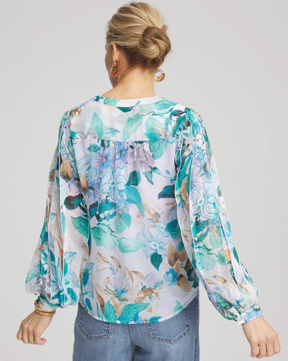 Chico's Everyday - Georgette Billow Sleeved Blouse Paradiso Blue
