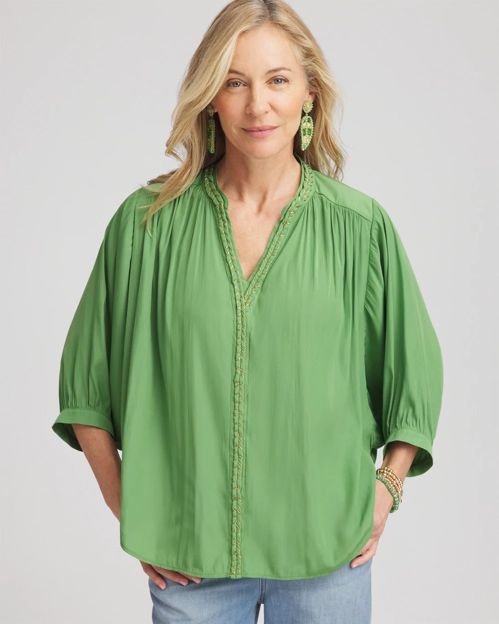 Chico's Sale - Braided Batwing Blouse Salted Lime