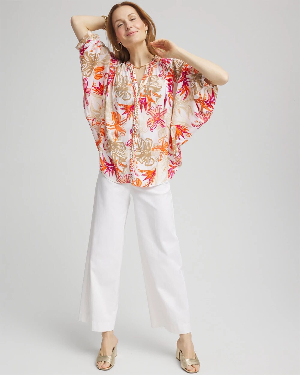 Chico's Best Price - Floral Braided Batwing Blouse Crushed Berries