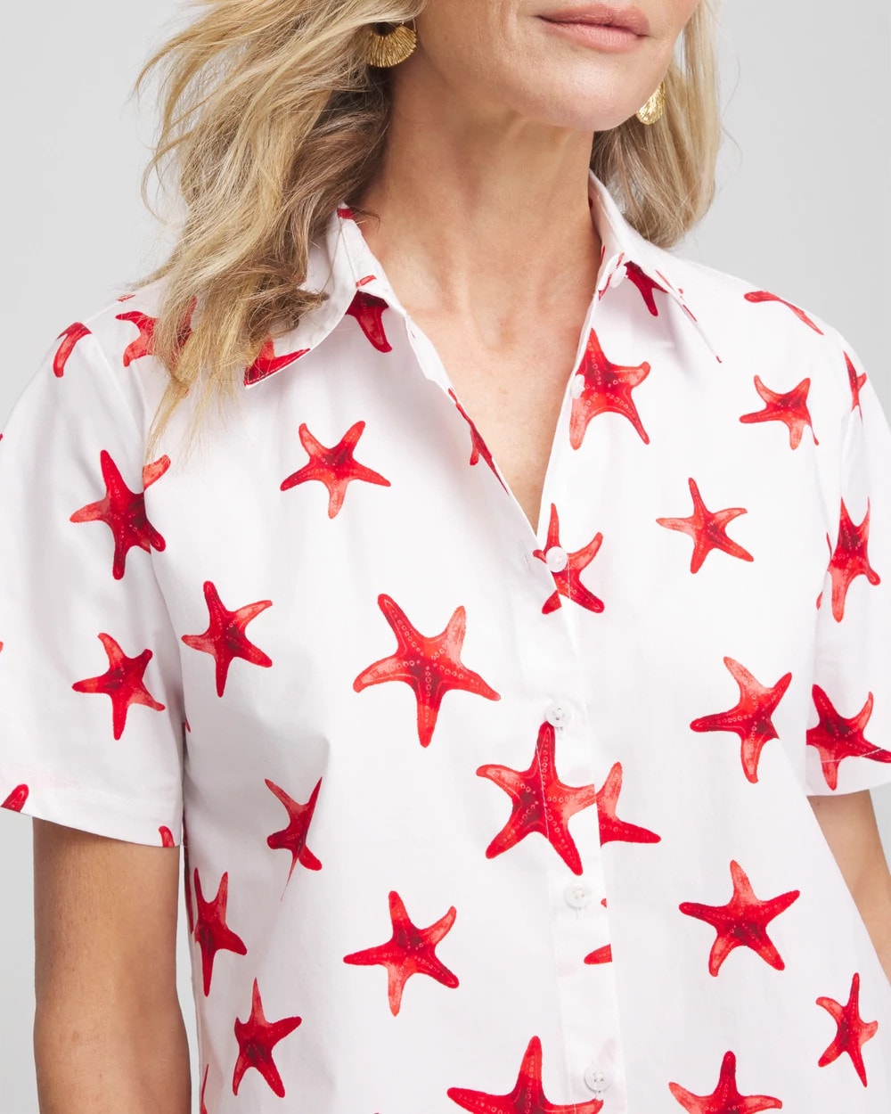 Chico's Best Price - Starfish Short Sleeve Swing Shirt Red Glow