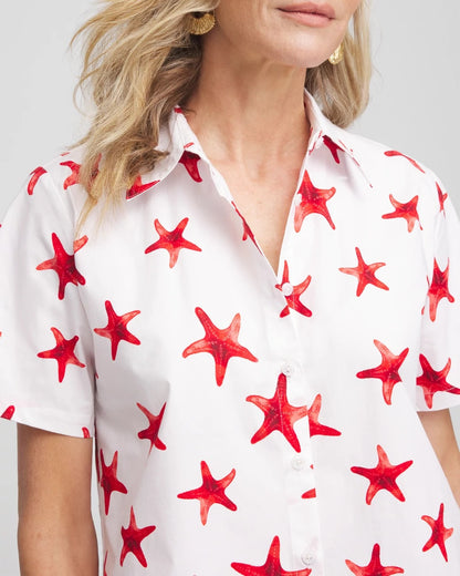 Chico's Best Price - Starfish Short Sleeve Swing Shirt Red Glow