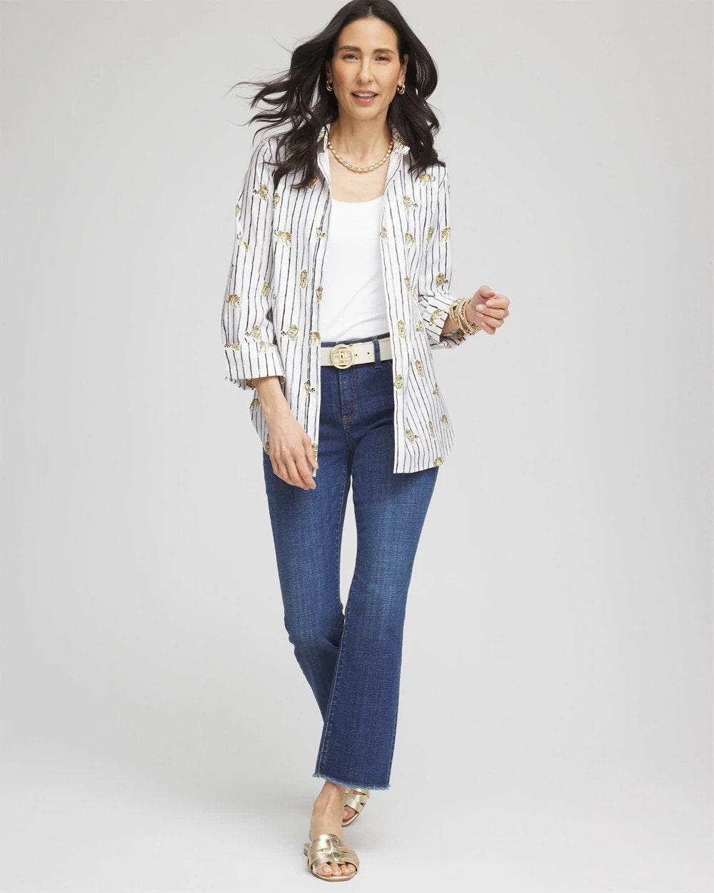 Chico's Premium - No Iron™ Leopard Graphic Shirt Optic White