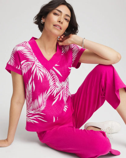 Chico's Sale - Zenergy® Tropical Gauze Top Crushed Berries