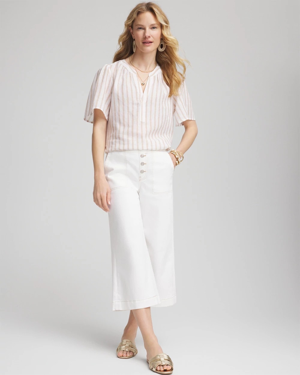 Chico's Featured - Striped Linen Popover Shirt Sycamore