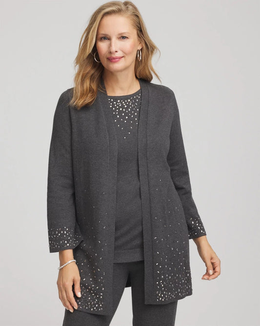 Chico's Featured - Travelers™ Rhinestone Cardigan Graphite Gray