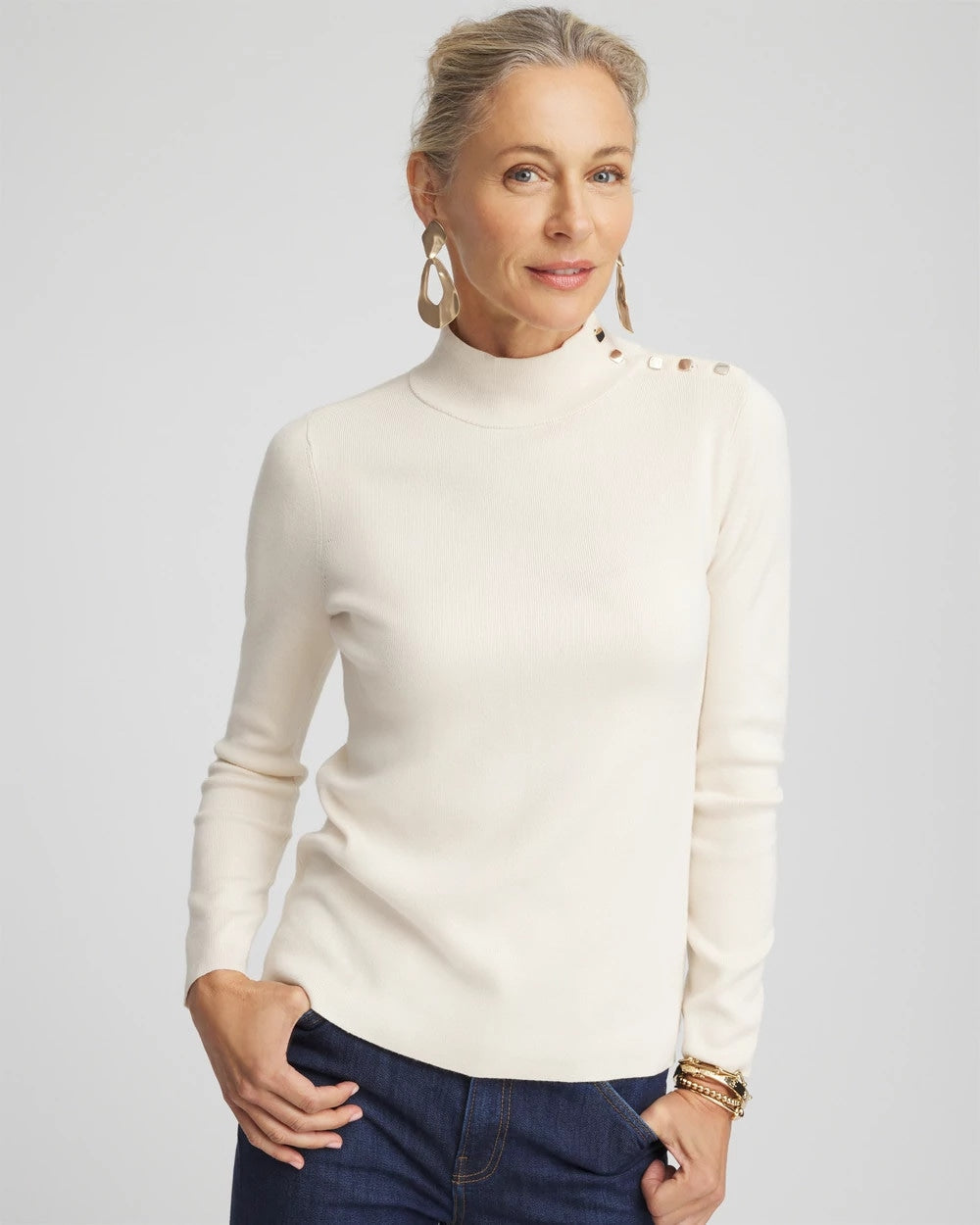 Chico's Great Value - Ella Mockneck Sweater English Cream