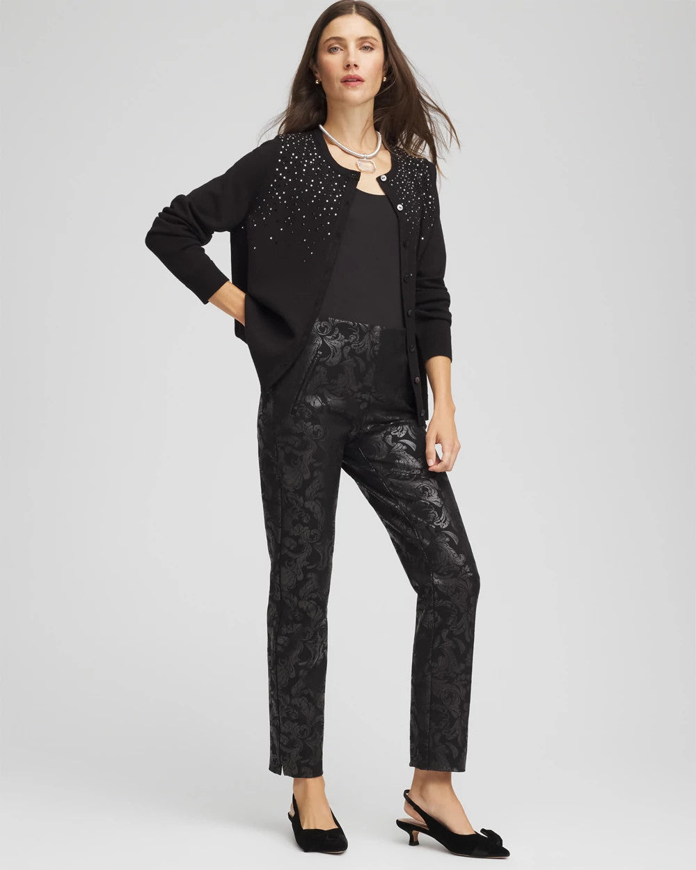 Chico's New - Ombré Rhinestone Cardigan Black