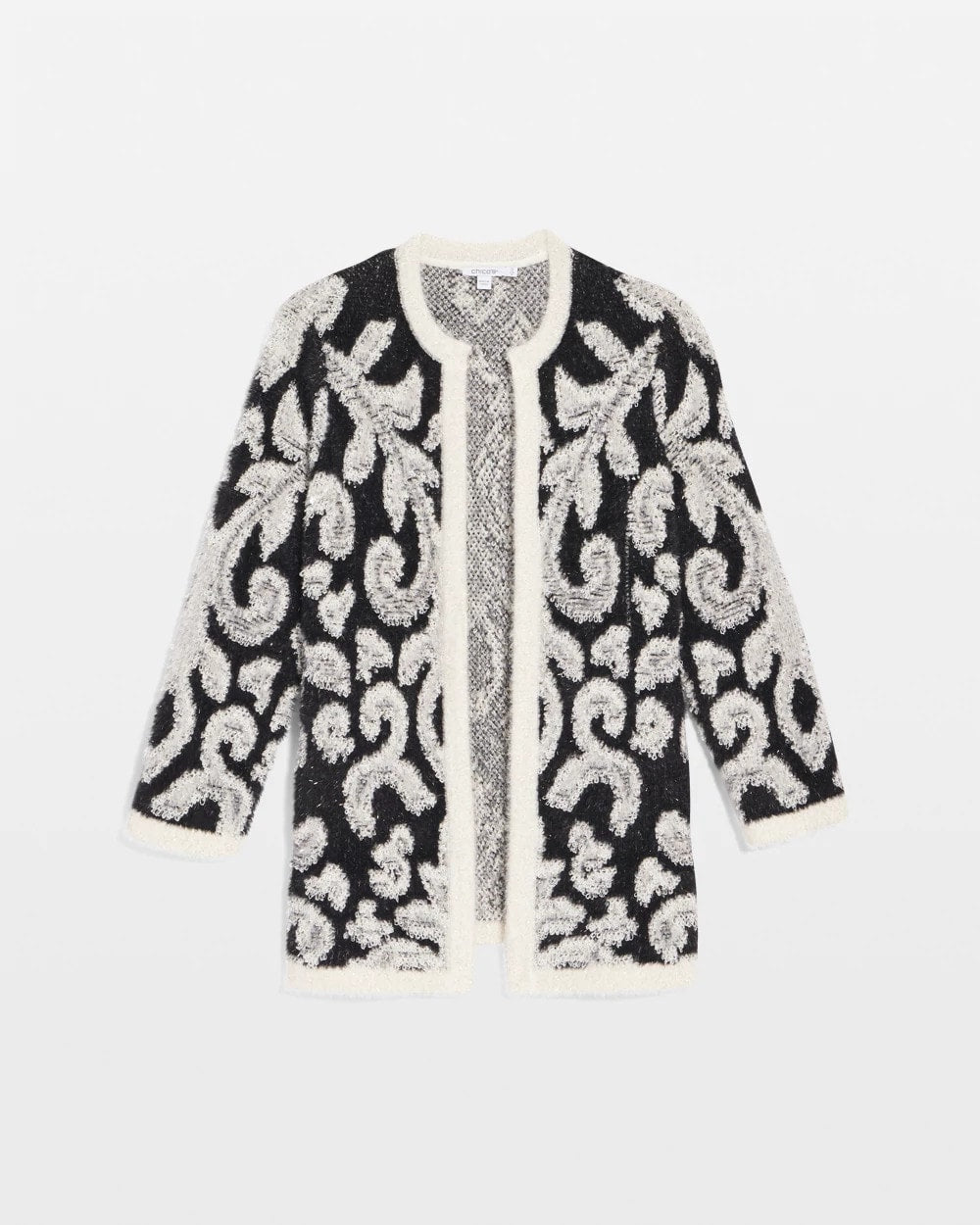 Chico's Smart Buy - Abstract Fuzzy Cardigan Black