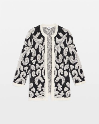 Chico's Smart Buy - Abstract Fuzzy Cardigan Black