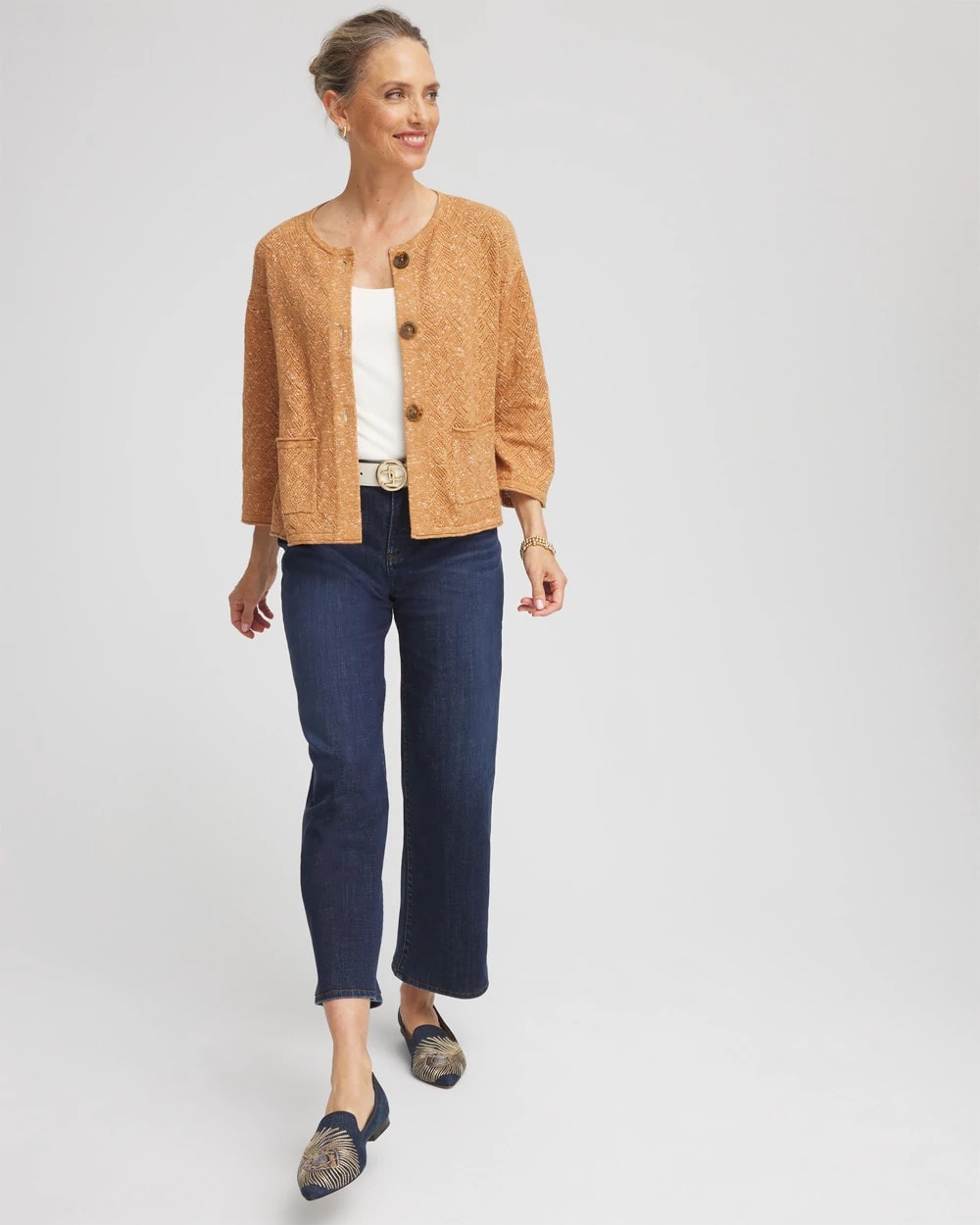Chico's Hot Sale - Tweed Cropped Sweater Burnt Sienna