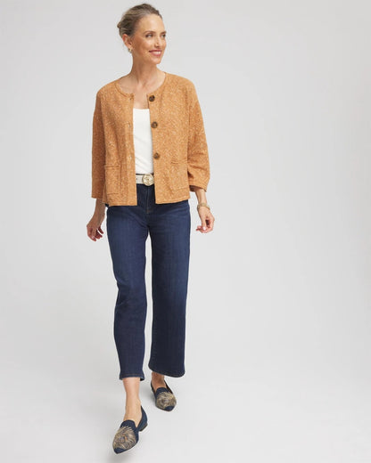 Chico's Hot Sale - Tweed Cropped Sweater Burnt Sienna