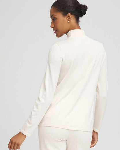 Chico's Great Value - Ella Embellished Mockneck Sweater English Cream