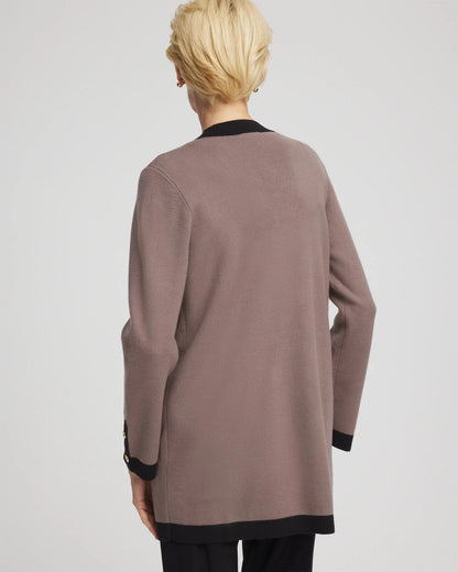Chico's Popular - Travelers™ Tipped Button-Down Cardigan Deep Taupe