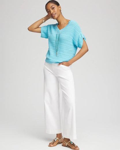 Chico's Value - Sequin V-Neck Pullover Sweater Paradiso Blue