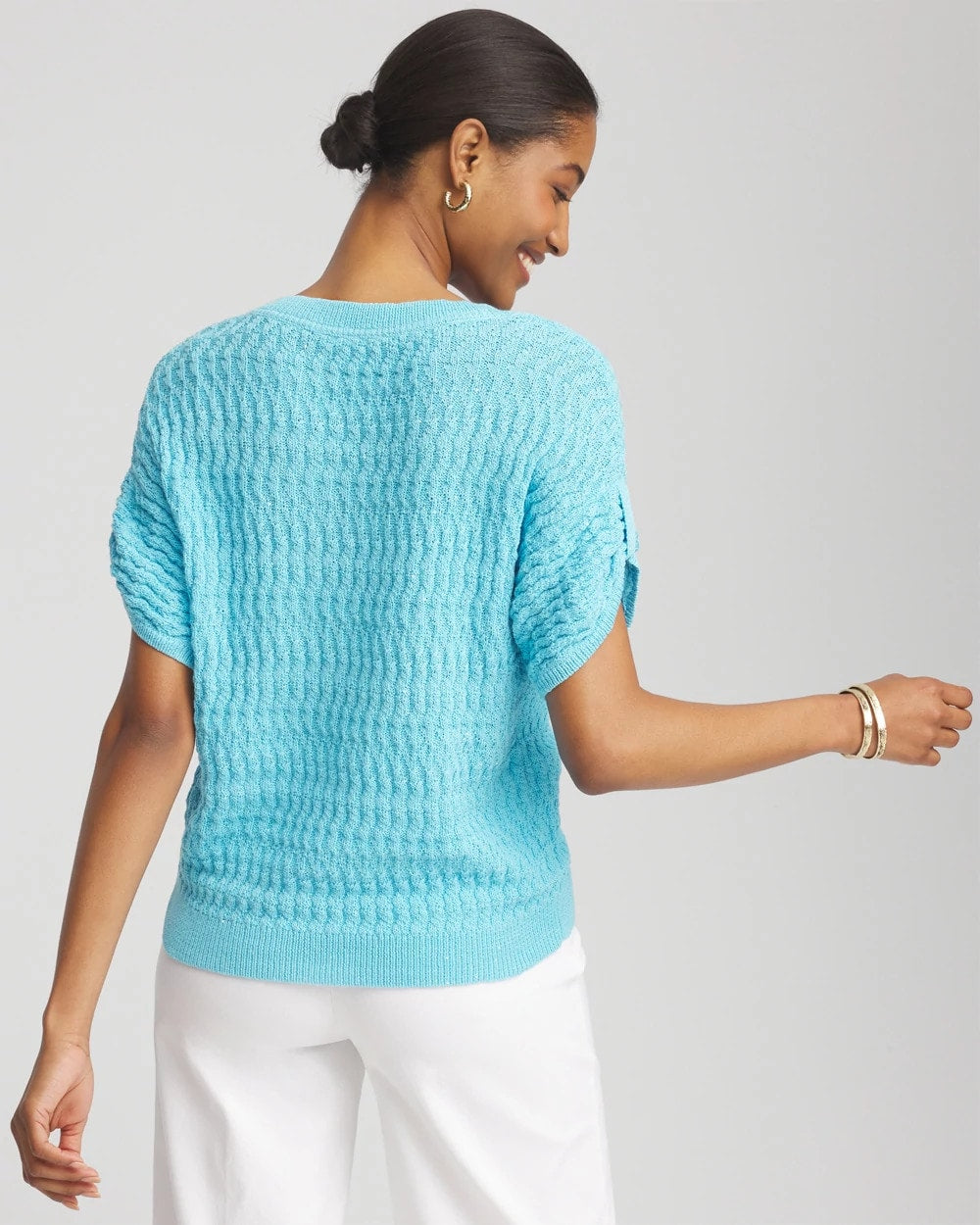 Chico's Value - Sequin V-Neck Pullover Sweater Paradiso Blue