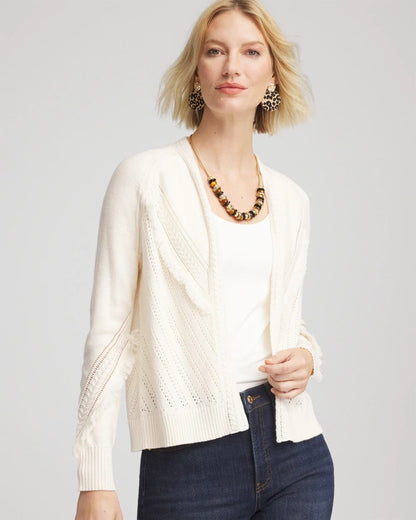Chico's Recommended - Cable Knit Fringed Sweater English Cream