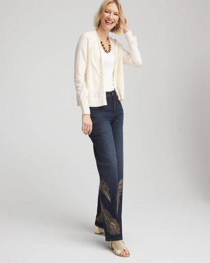 Chico's Recommended - Cable Knit Fringed Sweater English Cream