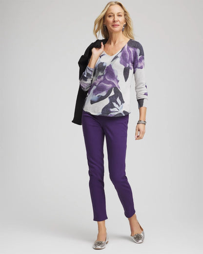 Chico's Great Value - Ella V-Neck Pullover Sweater Purple Elixir