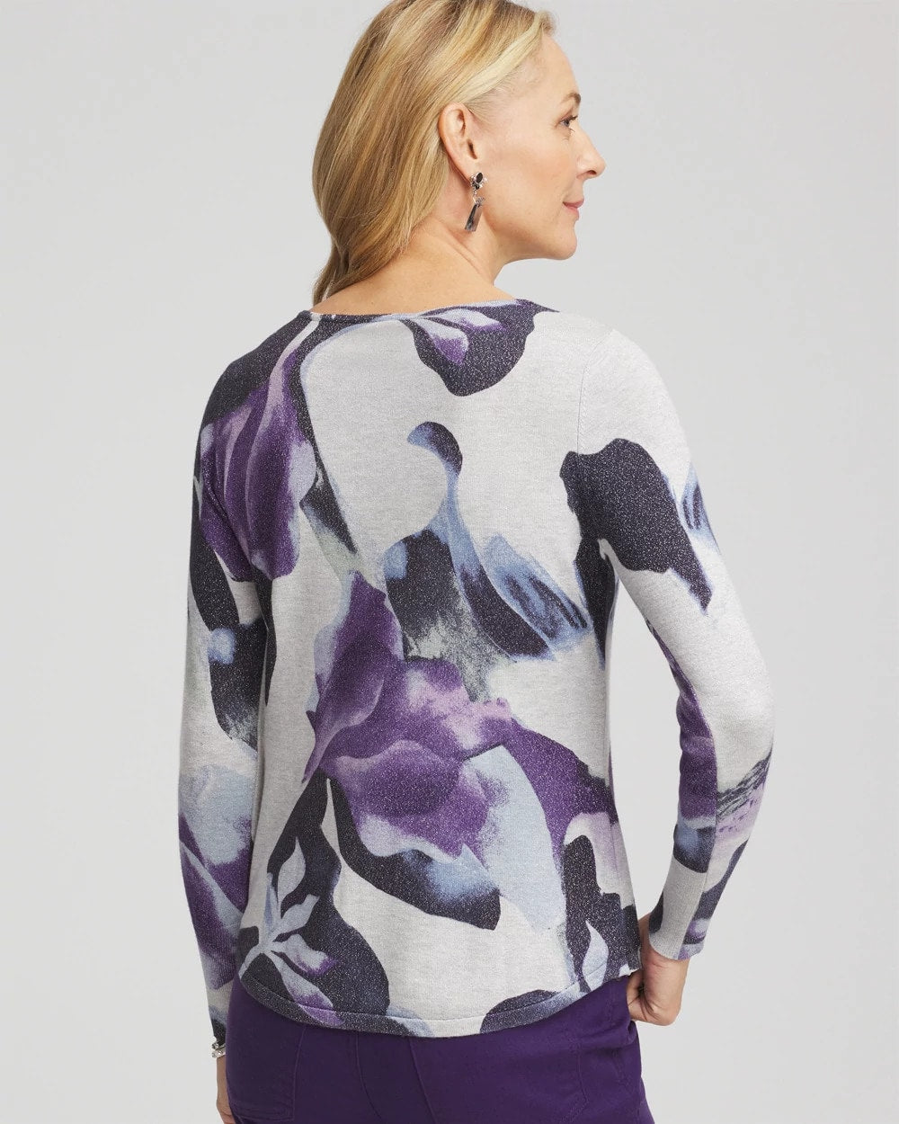 Chico's Great Value - Ella V-Neck Pullover Sweater Purple Elixir