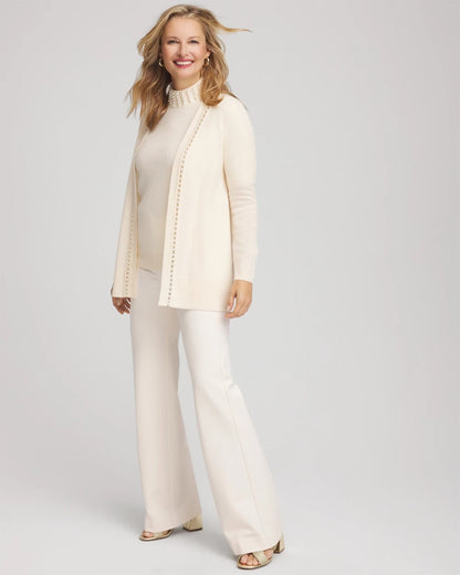 Chico's Quality - Cashmere Pearl-Trim Cardigan Cream