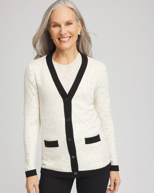 Chico's Essential - Tipped Lady Jacket Cardigan English Cream