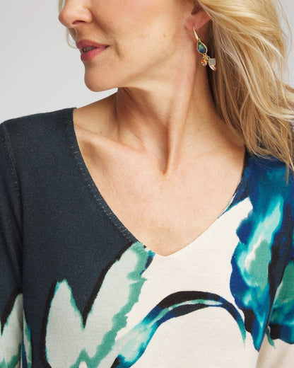 Chico's Latest - Ella Glacier V-Neck Pullover Teal Shadow