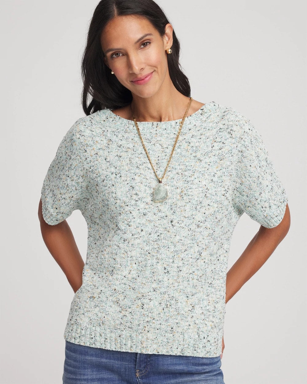 Chico's Essential - Textured Dolman Pullover Sweater Blue Menthe